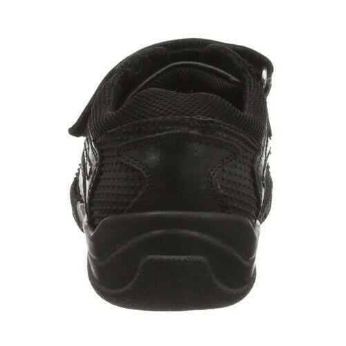Boys Hush Puppies Jezza SNR Black Leather Double Strap School Shoes Size 3 – 9