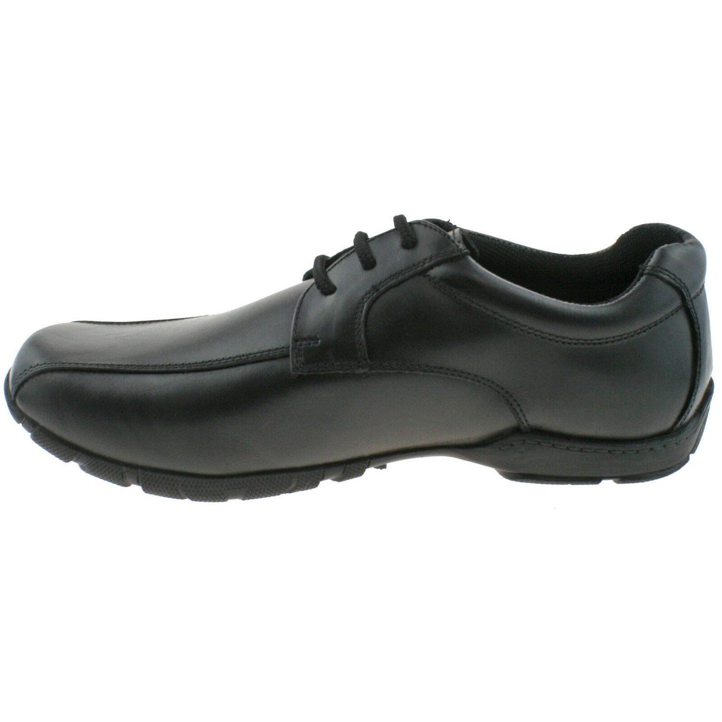 Boys Hush Puppies Vincente Snr Black Leather Lace Up School Shoes