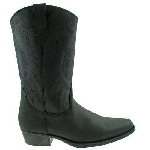 Mens Wrangler Tex Hi Black Leather Cowboy Western Boots WM128921