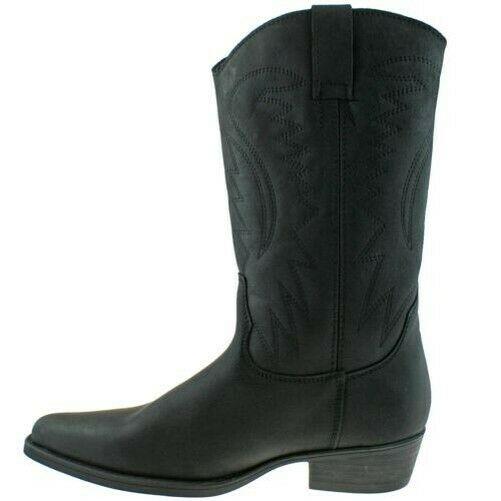 Mens Wrangler Tex Hi Black Leather Cowboy Western Boots WM128921