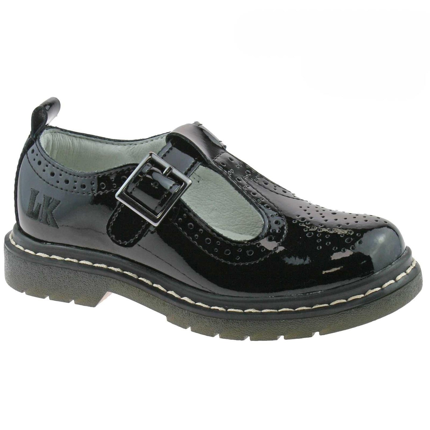 Lelli Kelly LK8292 (DB01) Meryl T Bar Brogue Black Patent School Shoes F Fitting