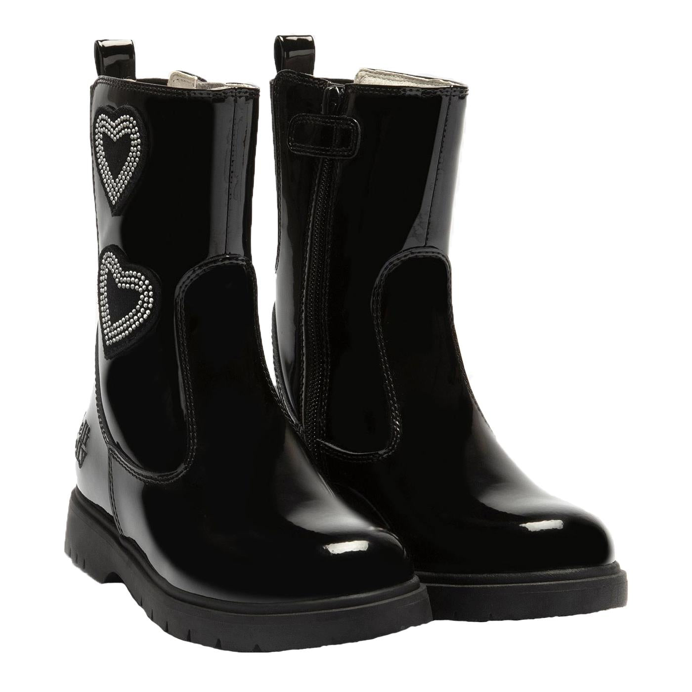 Lelli Kelly LK3724 (DB01) Valerie M Black Diamante Heart Mid-Calf Boots