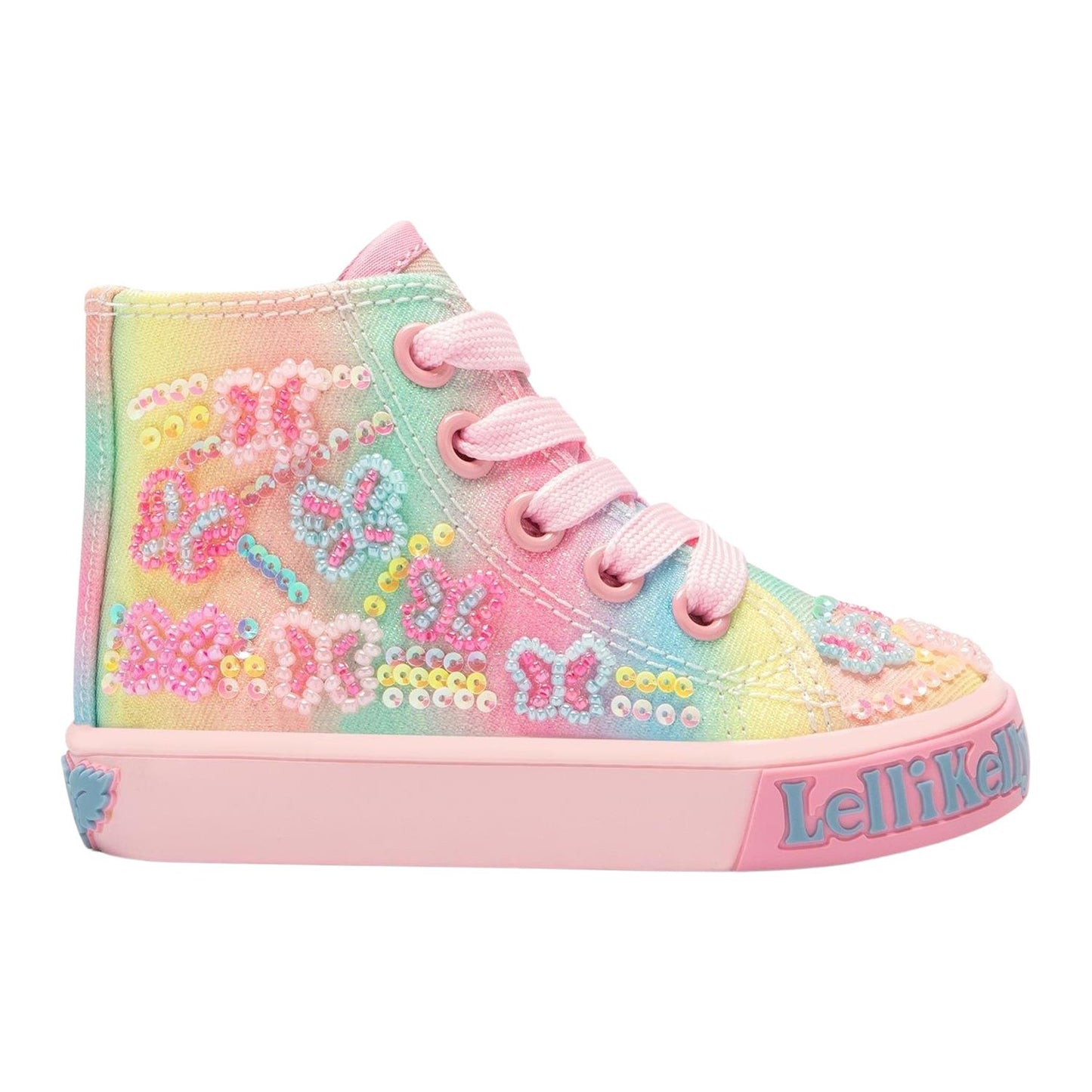Lelli Kelly LK3469 (BX02) Baby Myla Rainbow Butterfly Ankle Baseball Canvas Boot