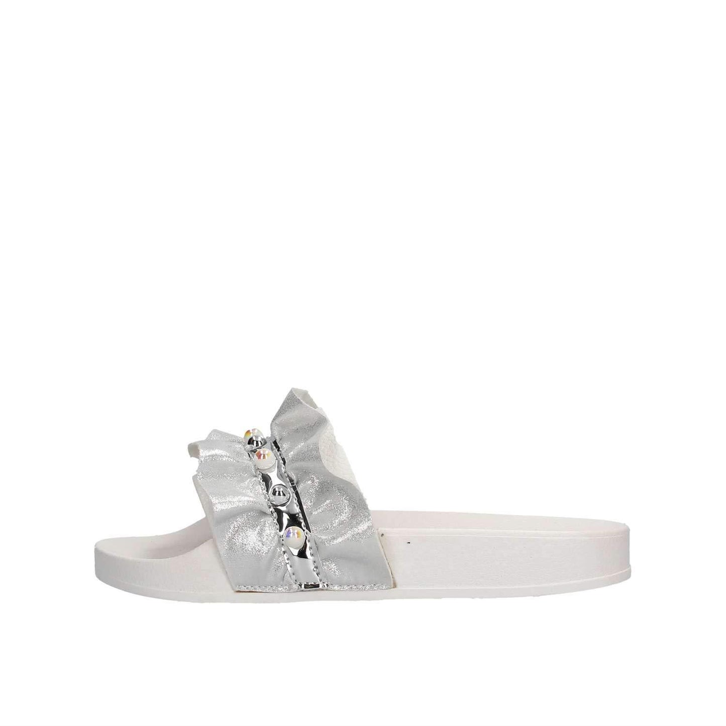 Lelli Kelly LK9900 (AA01) Katia Bianco Silver Frill Slider Sandals