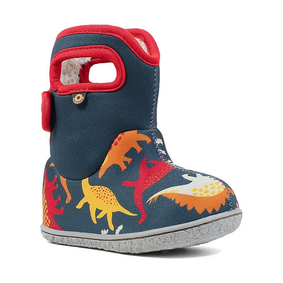 Boys Baby Bogs Dino Indigo Multi Insulated Washable Warm Wellies Boots 721651