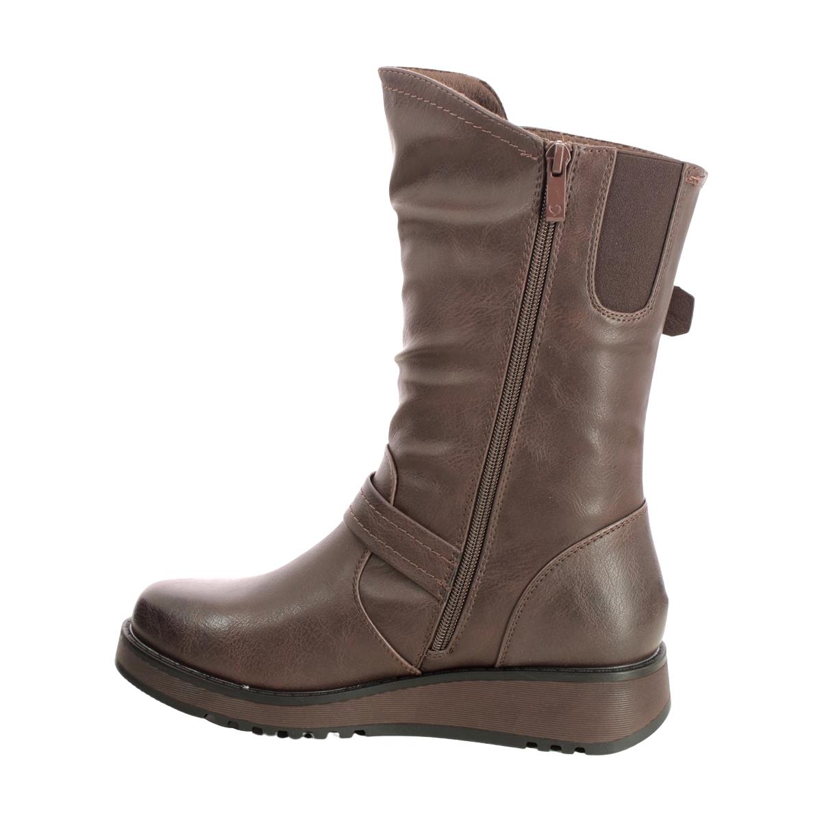 Heavenly Feet Hannah Brown Mid-Calf Low Wedge Vegan Boots