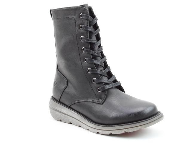 Heavenly Feet Martina 3 Black Mid-Calf Low Wedge Vegan Boots