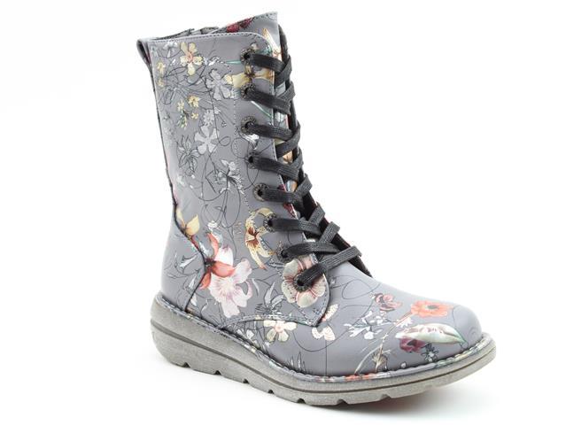 Heavenly Feet Martina 3 Grey Fantasy Mid-Calf Low Wedge Vegan