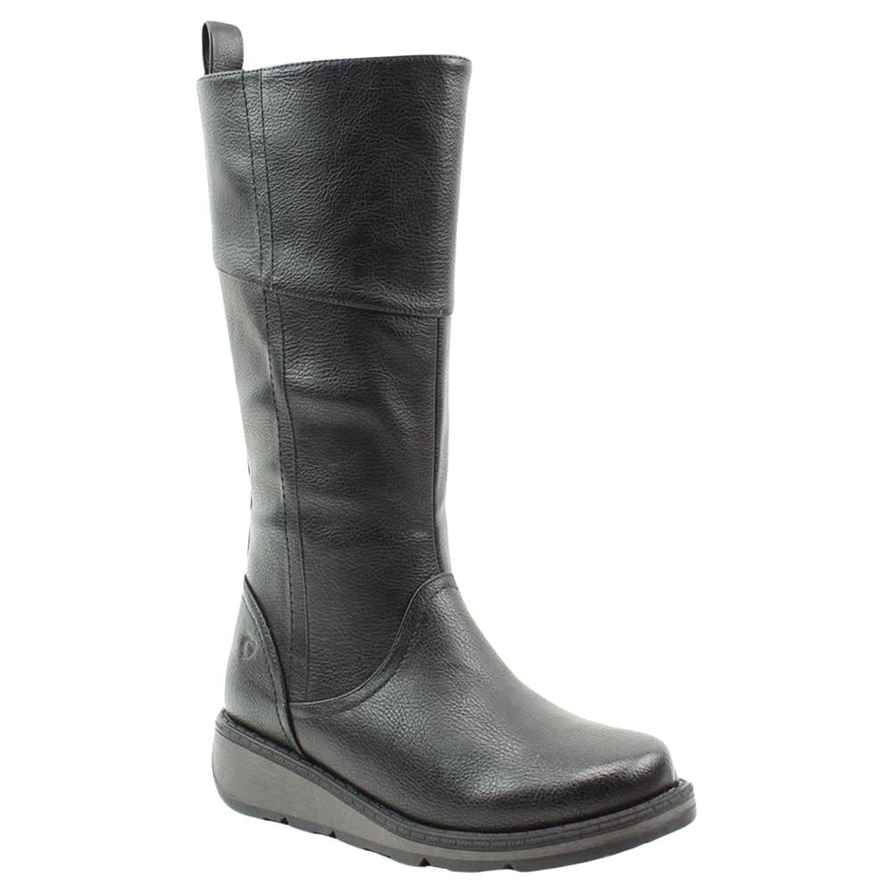 Heavenly Feet Robyn Black Knee High Wedge Vegan Boots