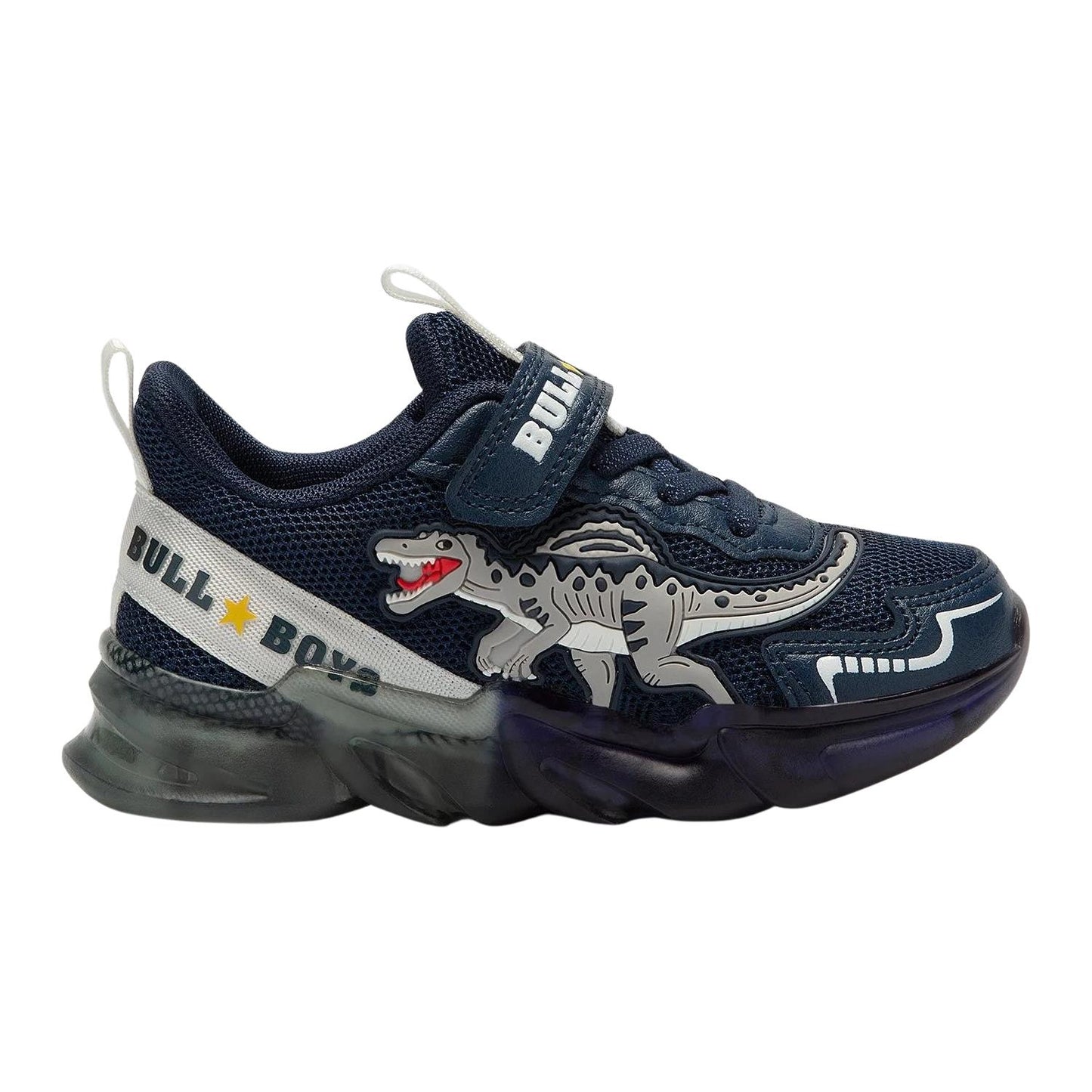 Bull Boys DNAL3360 (AE01) Spinosauro Navy Blue Dinosaur Light Up Trainers