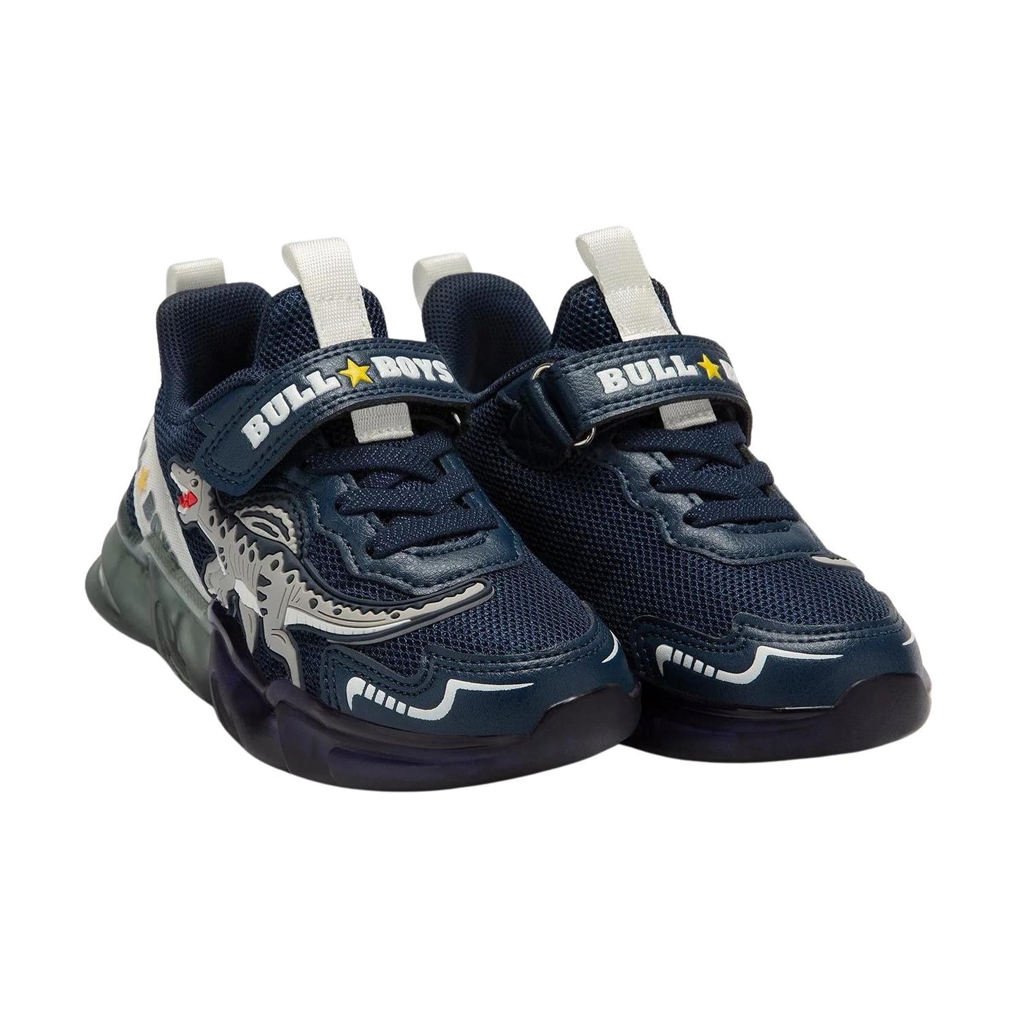 Bull Boys DNAL3360 (AE01) Spinosauro Navy Blue Dinosaur Light Up Trainers