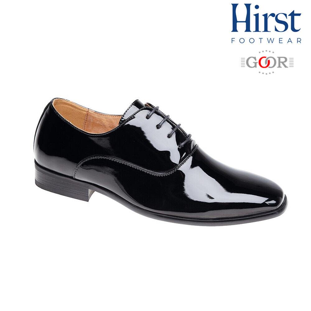 MENS GOOR SMART PATENT SHOES SIZE UK 6 - 14 WEDDING FORMAL SUIT BLACK M710AP KD