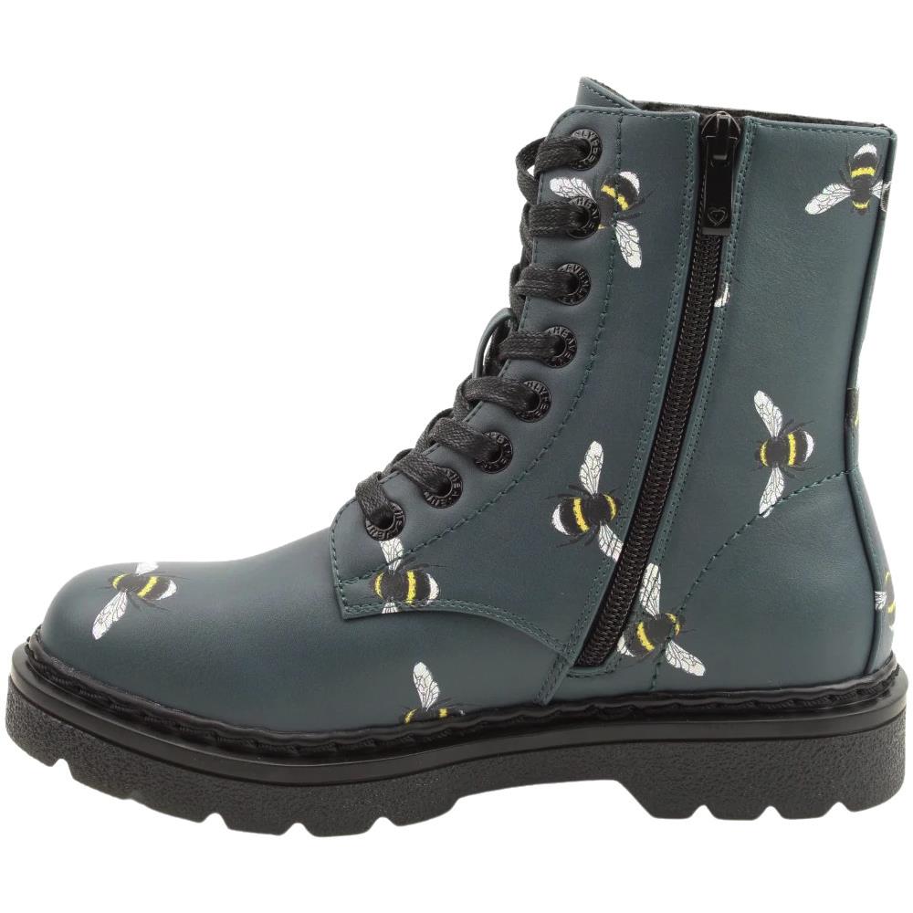 Heavenly Feet Justina2 Bee Print Dark Ocean Vegan Ankle Boots