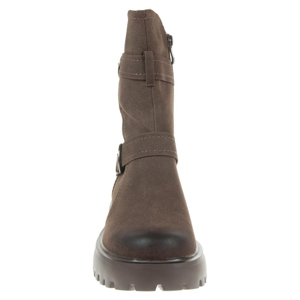 Heavenly Feet Tatianna Brown Faux Suede Biker Style Vegan Boots