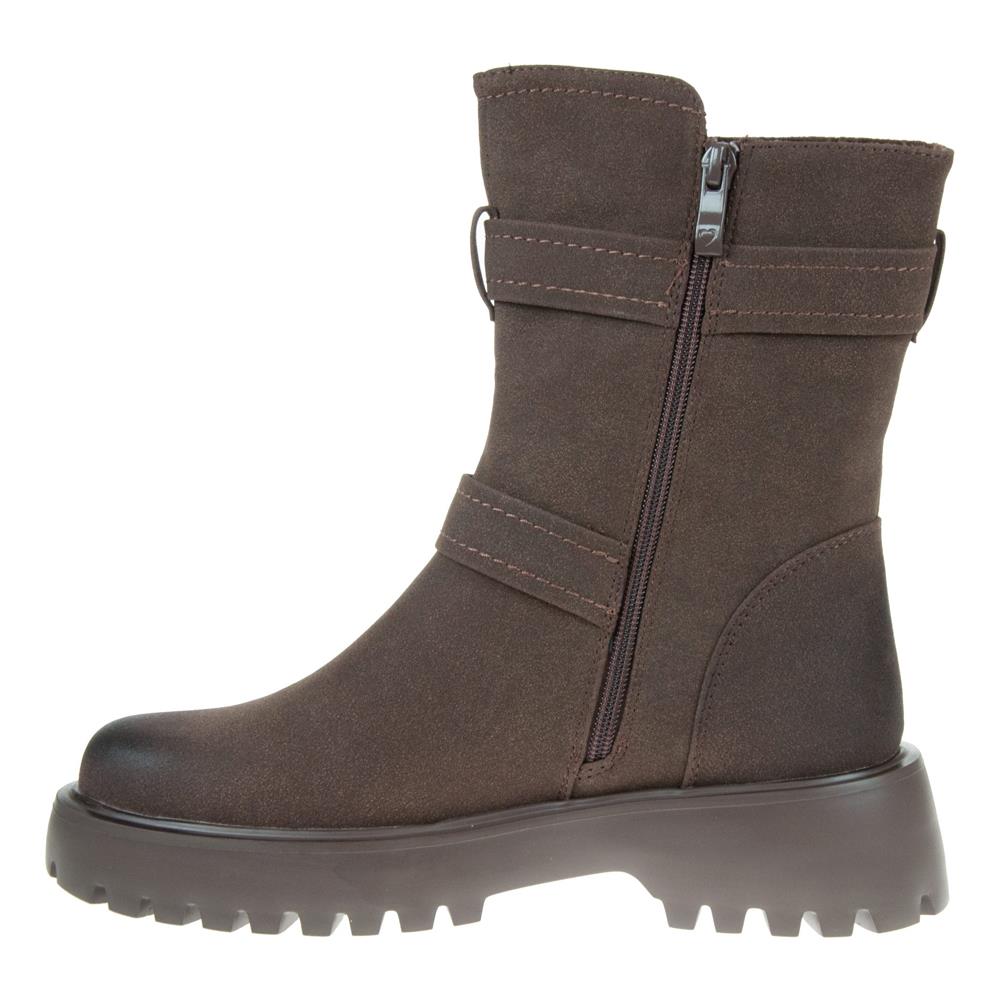 Heavenly Feet Tatianna Brown Faux Suede Biker Style Vegan Boots