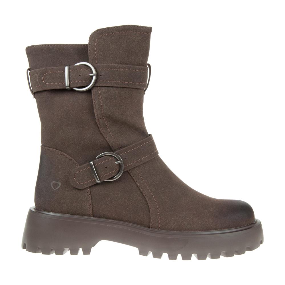 Heavenly Feet Tatianna Brown Faux Suede Biker Style Vegan Boots
