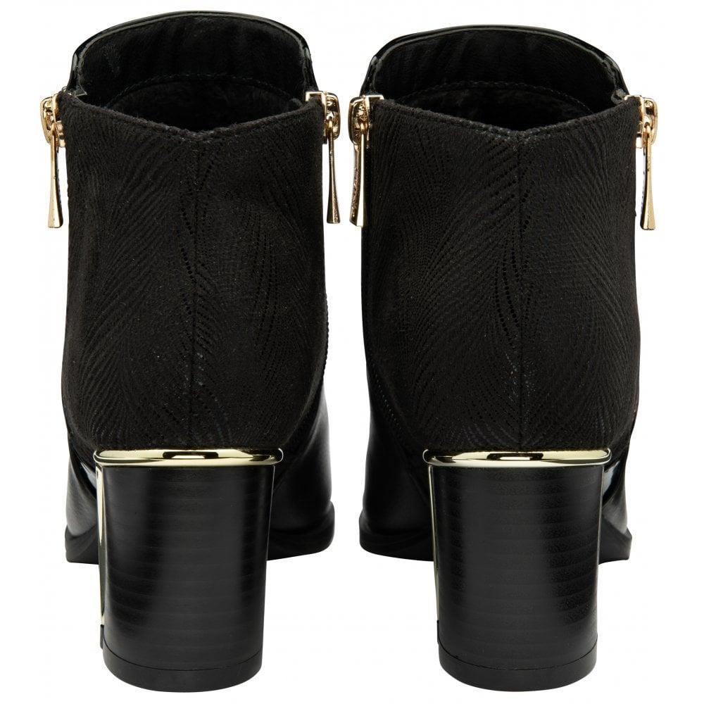 Lotus Avril Black Faux Leather Side Zip Ankle Boots