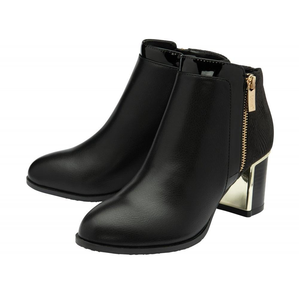 Lotus Avril Black Faux Leather Side Zip Ankle Boots