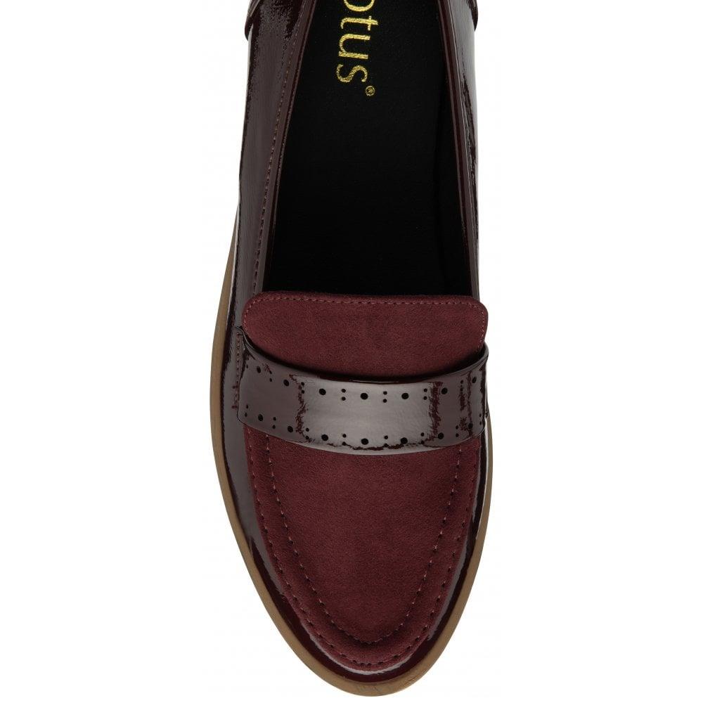Lotus Cambridge Bordeaux Burgundy Slip On Wedge Loafer Shoes