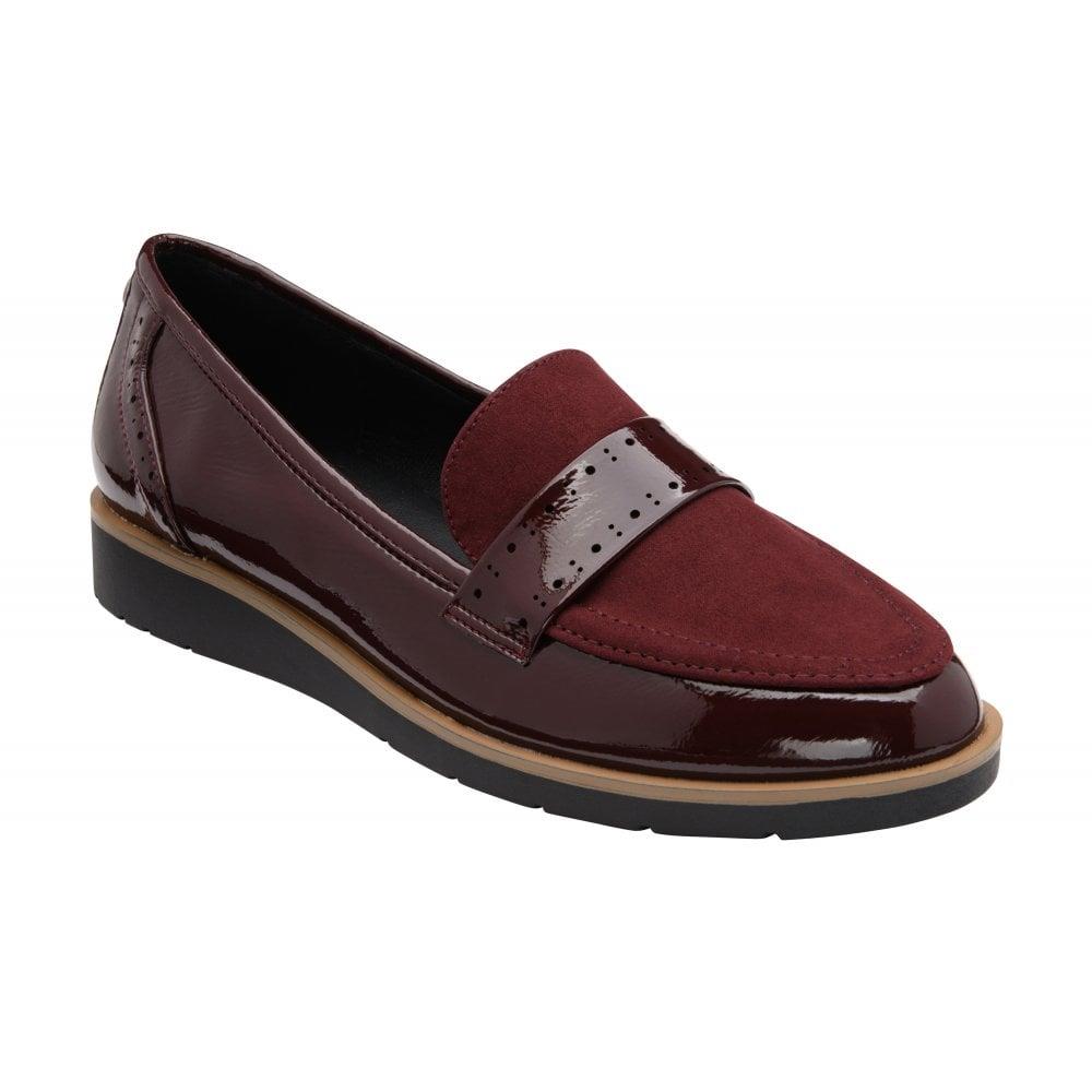 Lotus Cambridge Bordeaux Burgundy Slip On Wedge Loafer Shoes