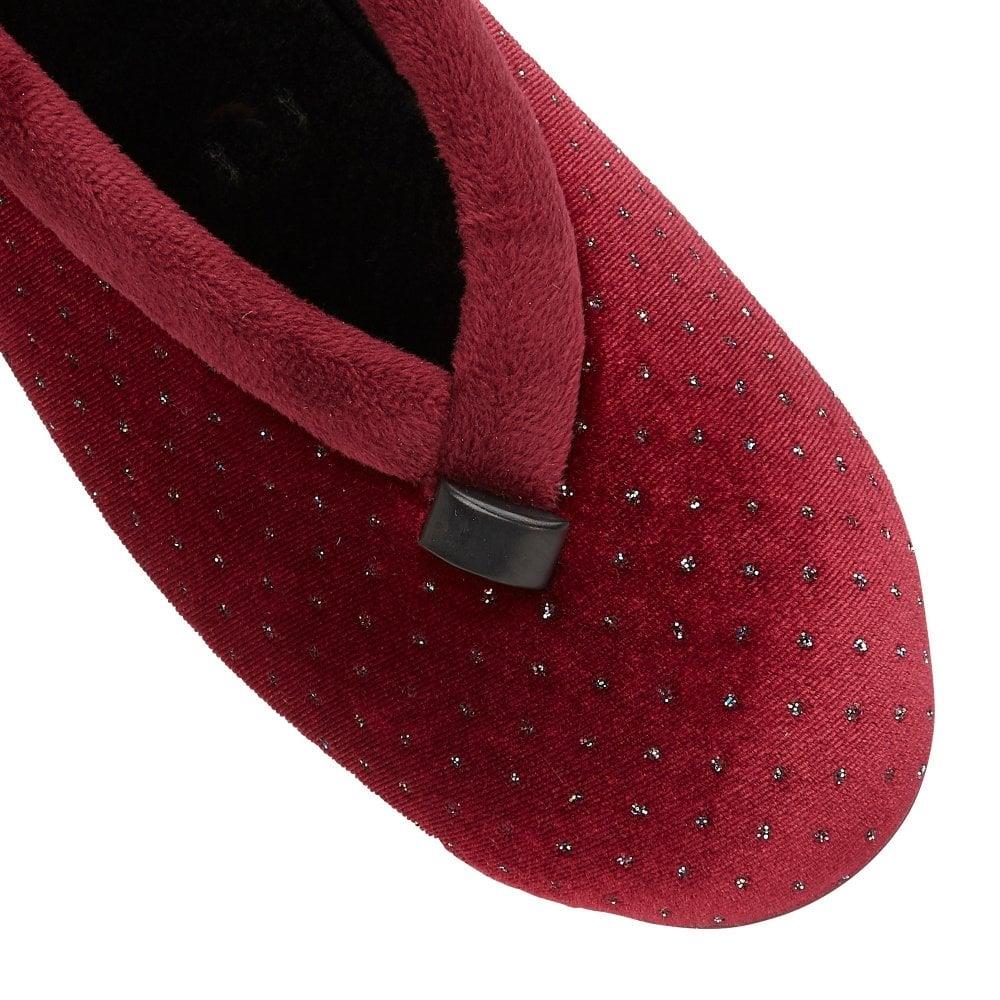 Lotus Ladies Beverley Bordeaux Sparkly Slip On Wedge Slippers
