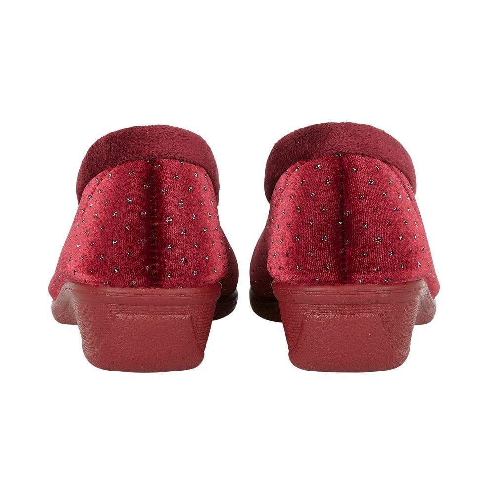 Lotus Ladies Beverley Bordeaux Sparkly Slip On Wedge Slippers