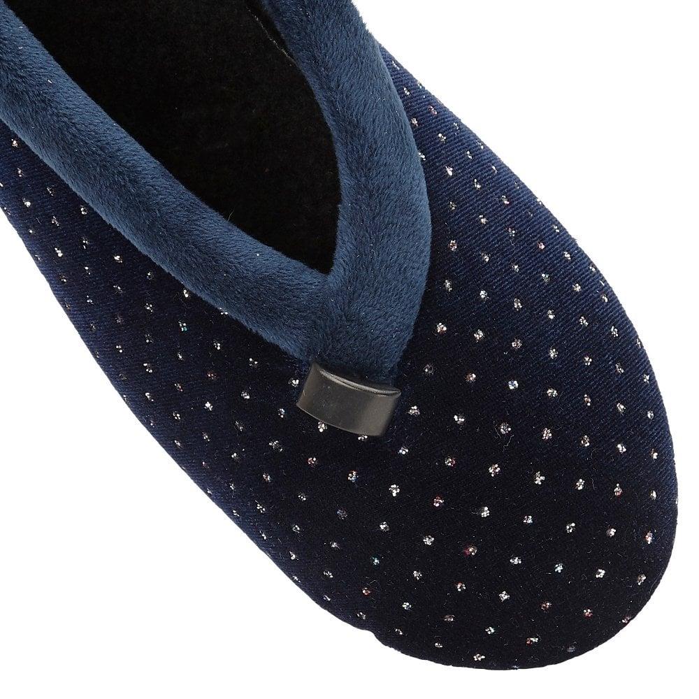 Lotus Ladies Beverley Navy Sparkly Slip On Wedge Slippers