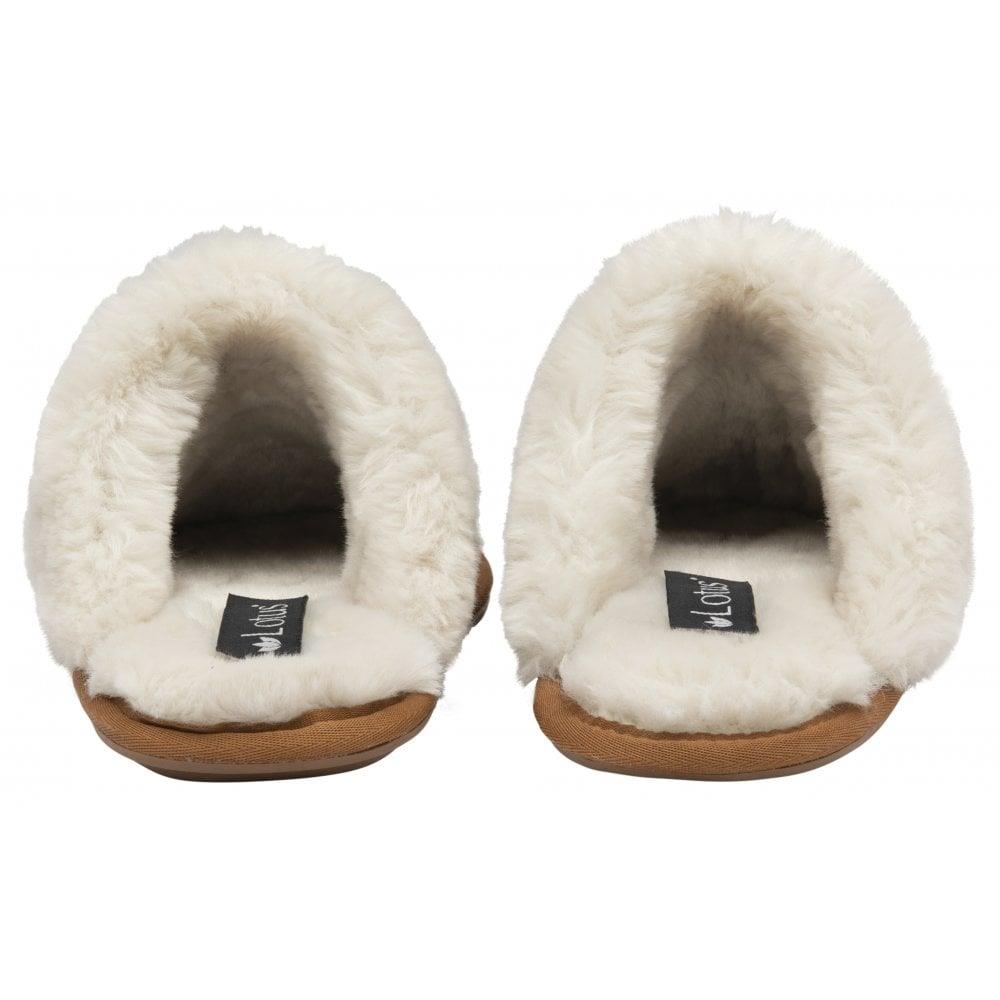 Lotus Ladies Eldora Chestnut Faux Fur Suede Slip On Mule Slippers