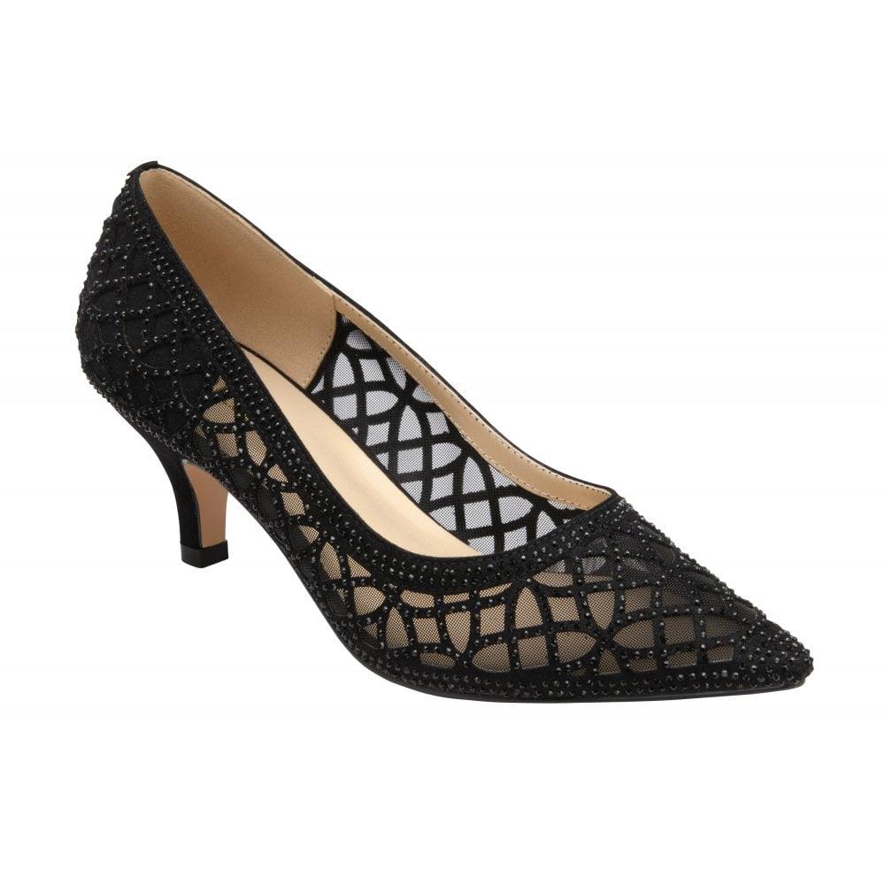 Lotus Love Black Sparkly Low Heeled Kitten Court Shoe Hirst Footwear Lotus Love Black Sparkly Low Heeled Kitten Court Shoe Hirst Footwear
