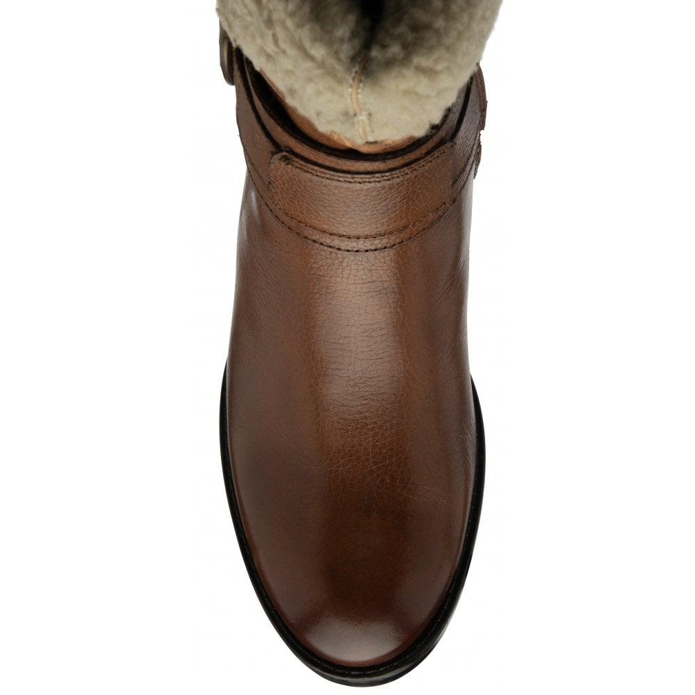 Lotus Osmond Tan Leather Faux fur Collar ankle Boots