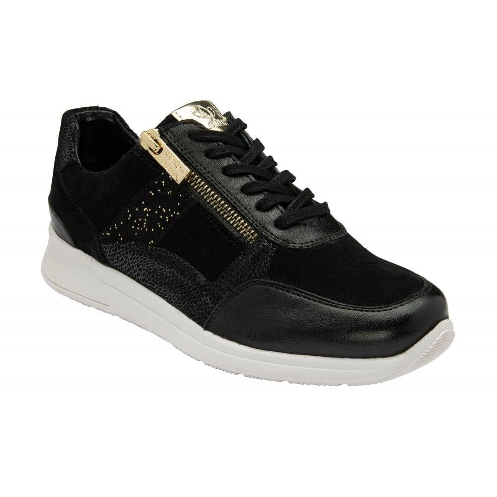 Lotus Sonny Black/Print Suede & Leather Trainers