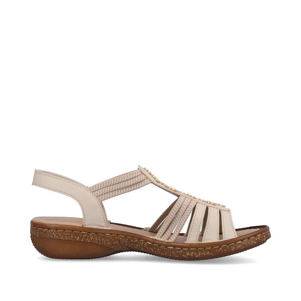 Rieker Ladies 62855-60 Beige Elasticated Slip On Sandals