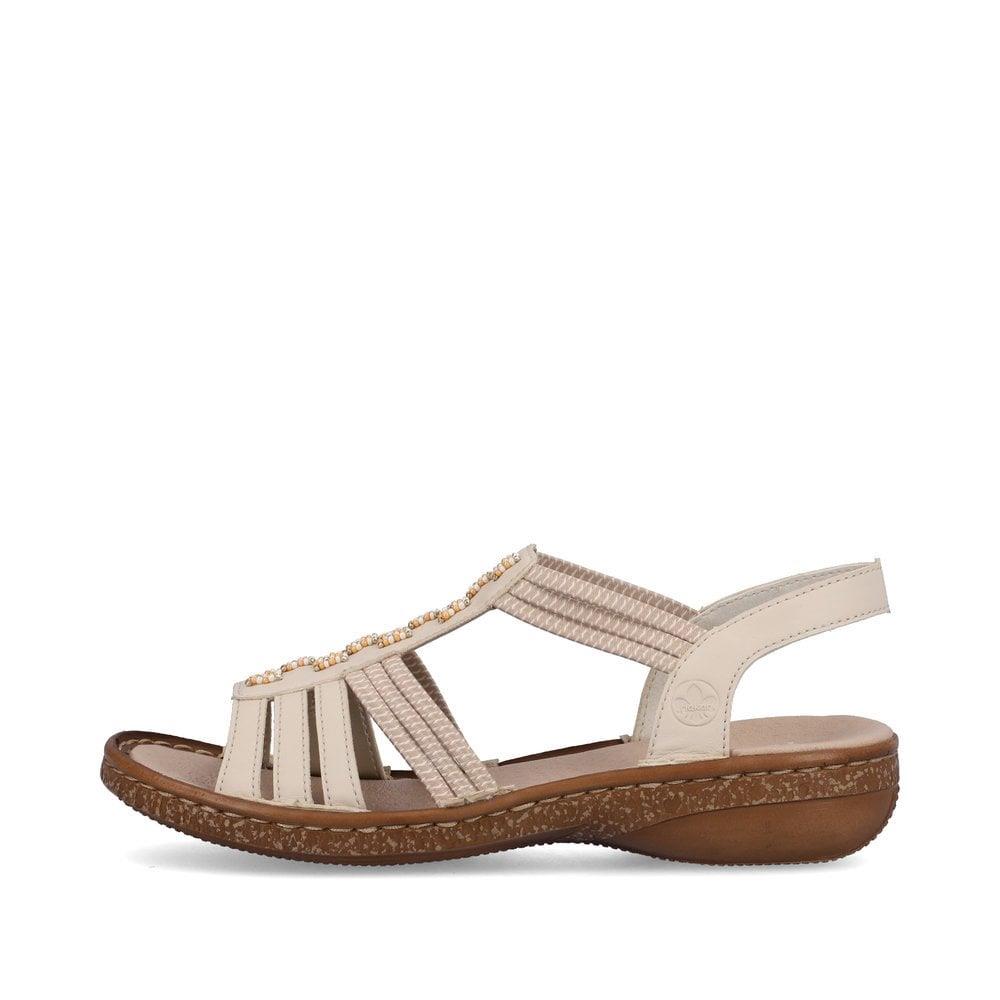 Rieker Ladies 62855-60 Beige Elasticated Slip On Sandals