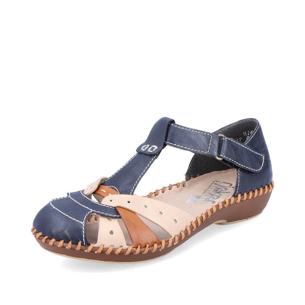 Rieker Ladies M1655-14 Blue Faux Leather Sandals
