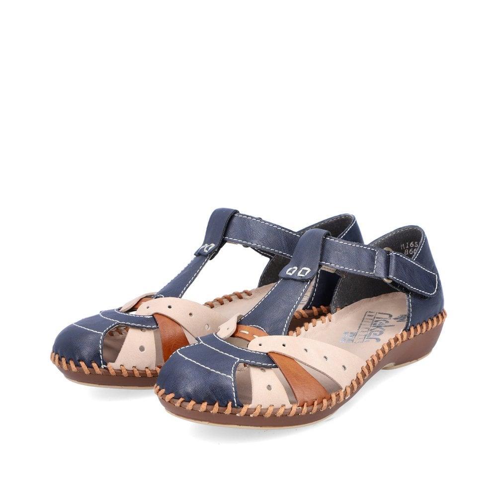 Rieker Ladies M1655-14 Blue Faux Leather Sandals