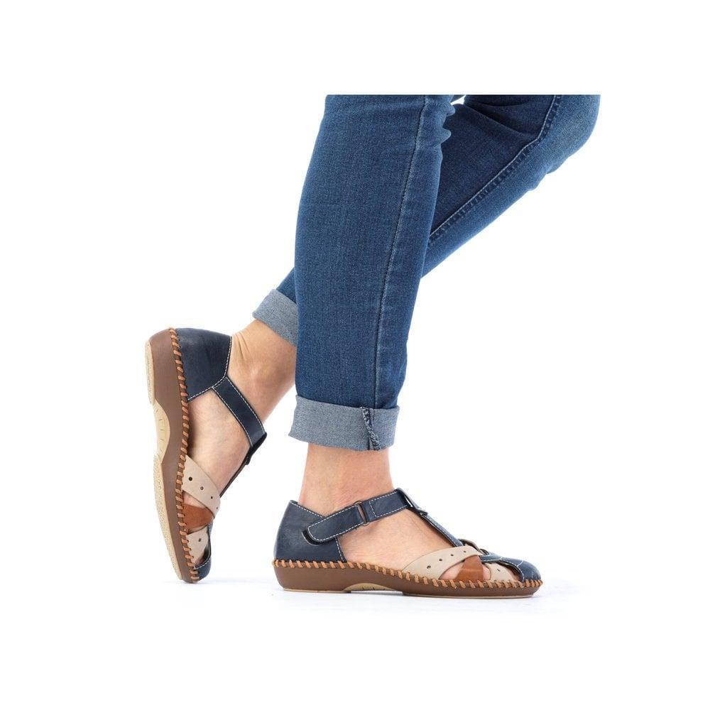 Rieker Ladies M1655-14 Blue Faux Leather Sandals