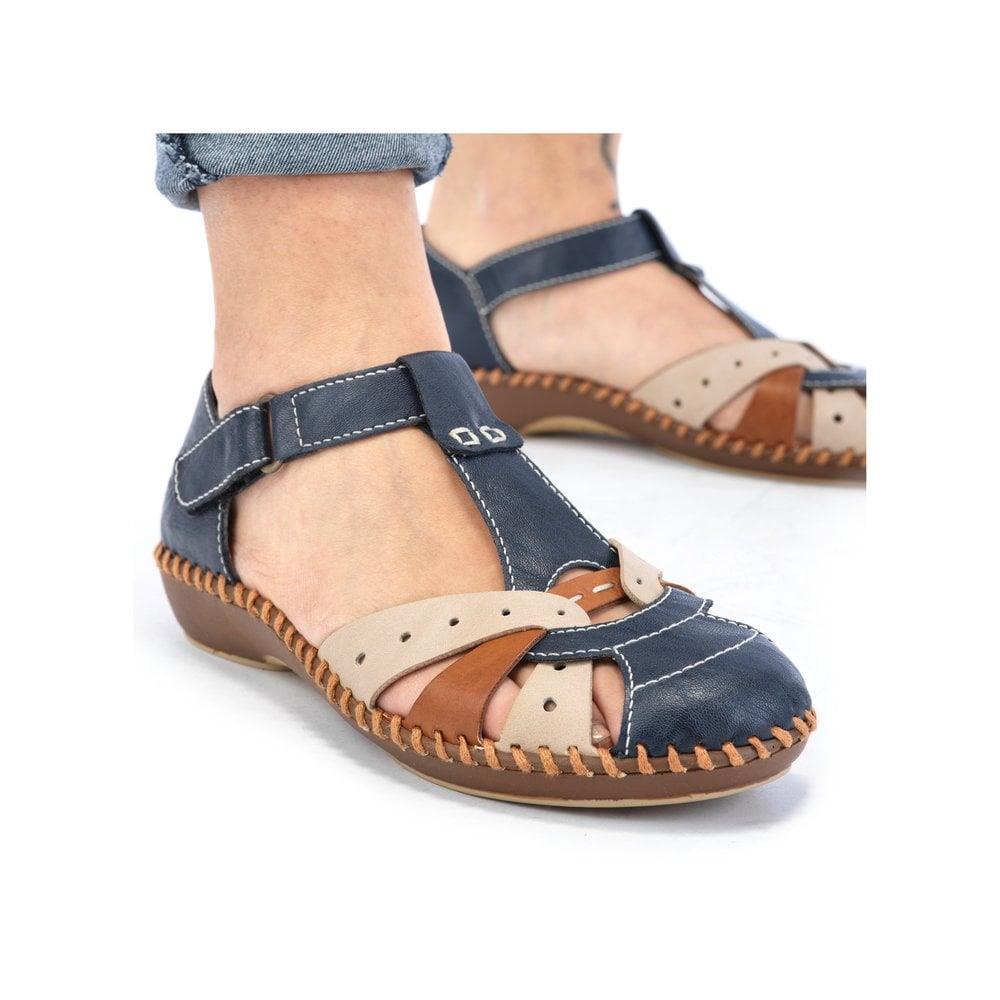 Rieker Ladies M1655-14 Blue Faux Leather Sandals
