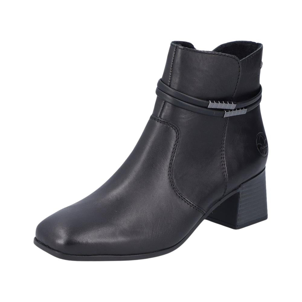 Rieker Womens 70973-00 Black Leather Ankle Boots