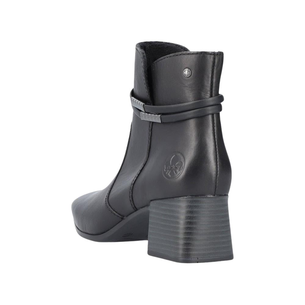 Rieker Womens 70973-00 Black Leather Ankle Boots