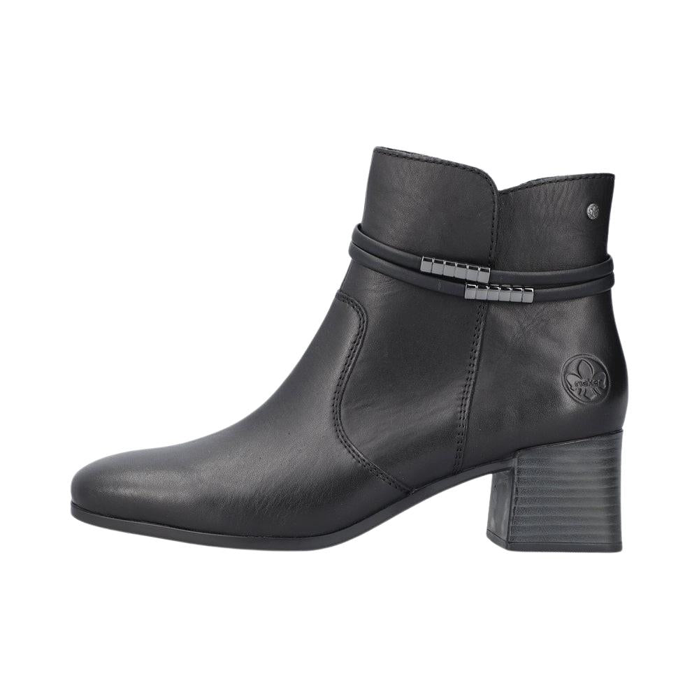 Rieker Womens 70973-00 Black Leather Ankle Boots