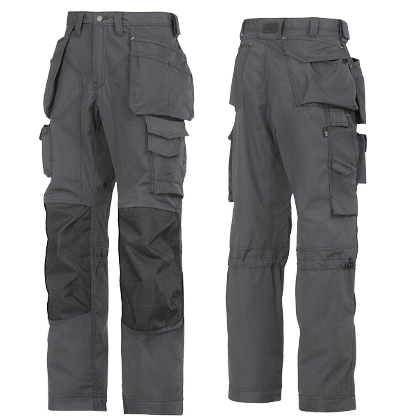 Snickers Workwear Floorlayer, Rip Stop Holster Pocket Trousers Black & Grey 3223