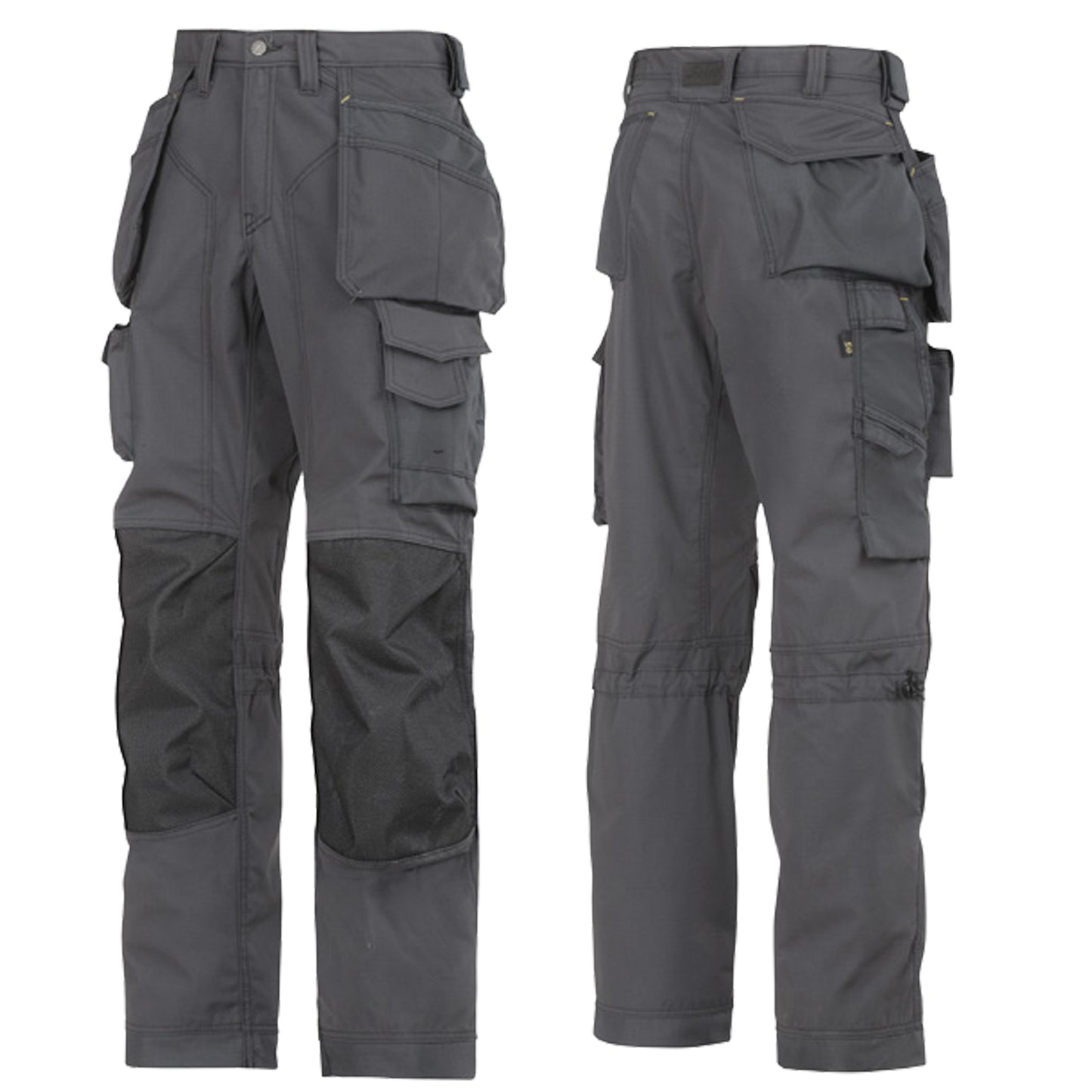 Snickers Workwear Floorlayer, Rip Stop Holster Pocket Trousers Black & Grey 3223