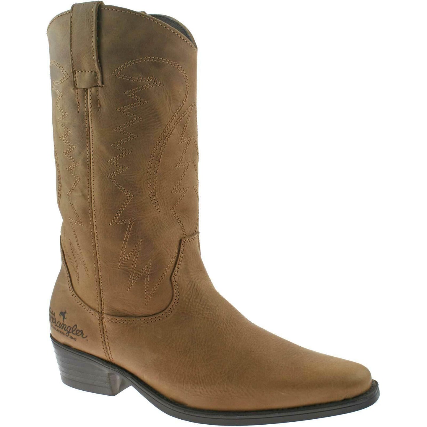 Mens Wrangler Tex Hi Leather Cowboy Boots Western Brown WM122980K