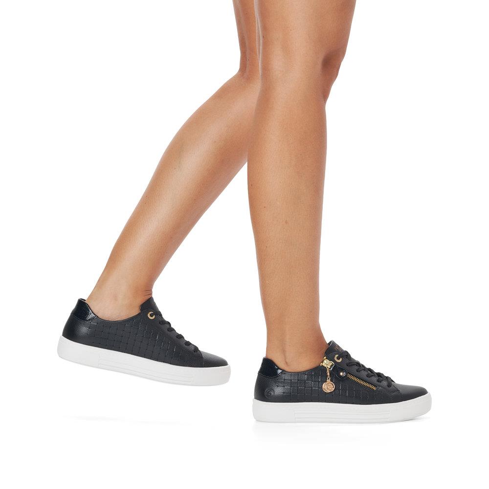 Remonte Ladies D0916-00 Black Casual Lace Up/Zip Trainers
