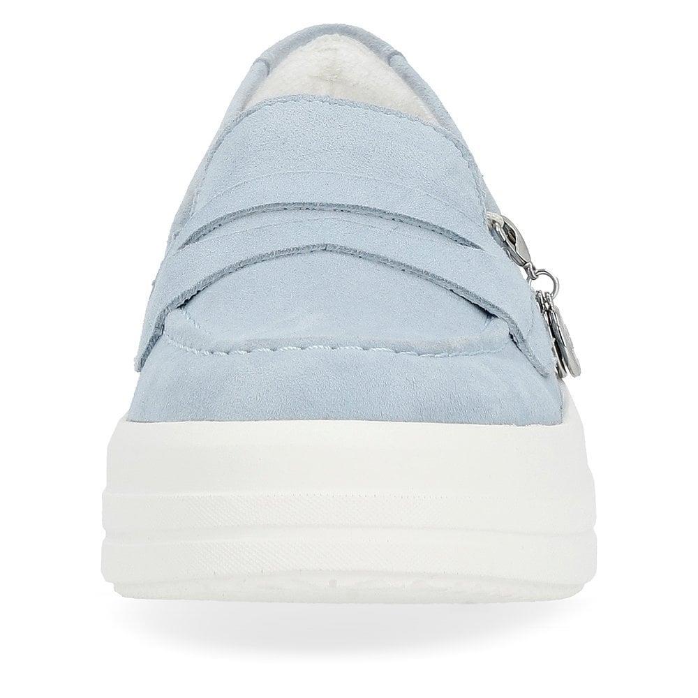 Remonte Womens D1C05-10 Pale Blue Lightweight Soft Suede Loafers