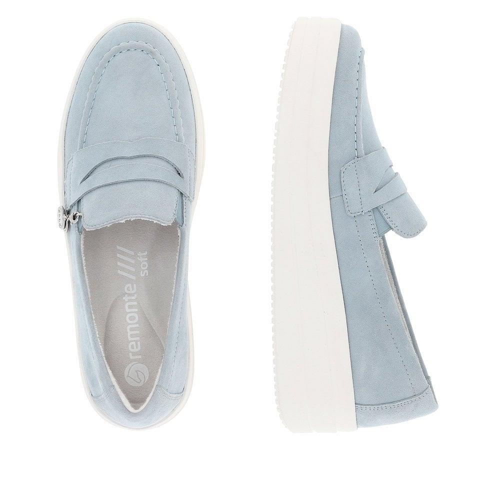 Remonte Womens D1C05-10 Pale Blue Lightweight Soft Suede Loafers