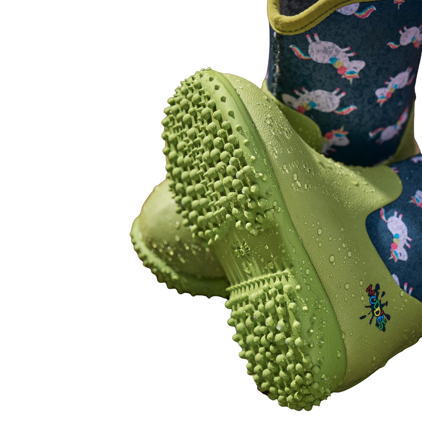 Muddies Puddle Unicorn Lime Infants Kids Warm Wellies Boots