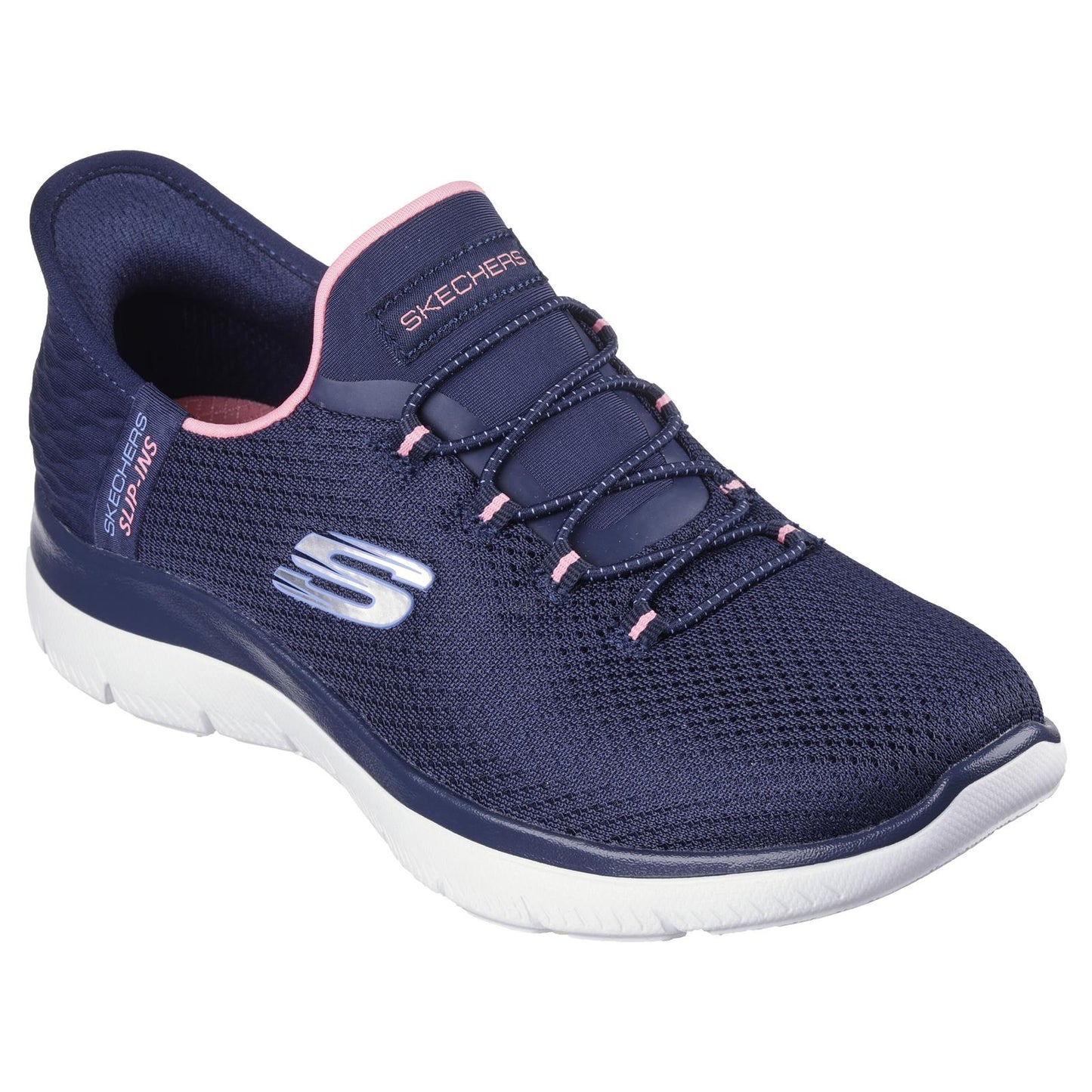 Skechers Womens Summits Diamond Dream Navy/Pink Hands Free Slip Ins Trainers