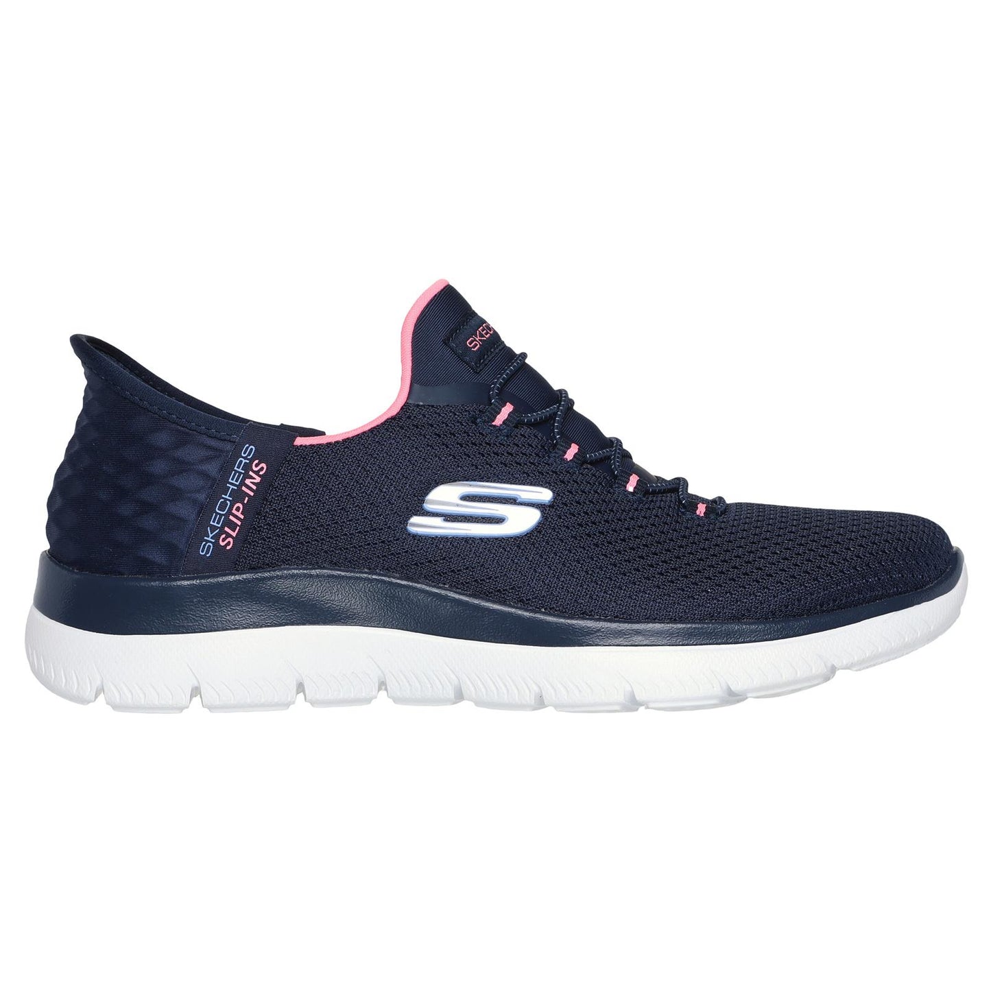 Skechers Womens Summits Diamond Dream Navy/Pink Hands Free Slip Ins Trainers