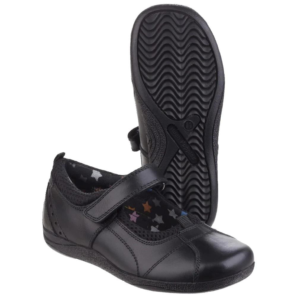 Hush Puppies Girls Black Leather School Shoes Cindy